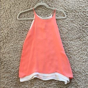 DREW coral 100% silk top
